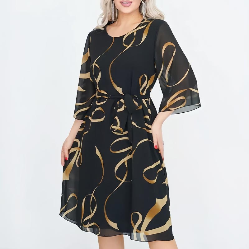 Blandine™ - Elegante Midi-Jurk met Geplooide Mouwen