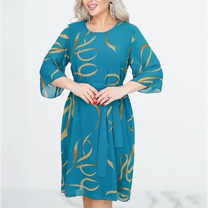 Blandine™ - Elegante Midi-Jurk met Geplooide Mouwen
