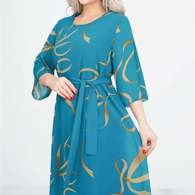 Blandine™ - Elegante Midi-Jurk met Geplooide Mouwen