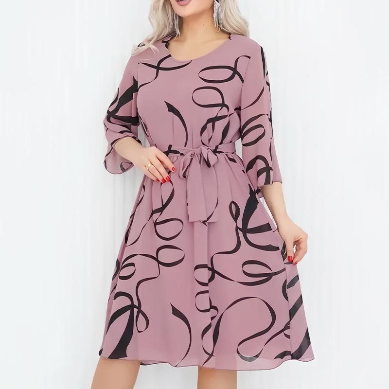 Blandine™ - Elegante Midi-Jurk met Geplooide Mouwen