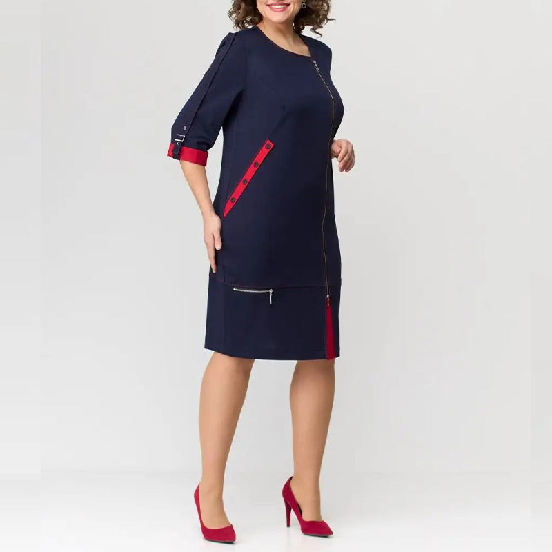 Hermine™ - Elegante Vrouwelijke Jurk met Zijrits