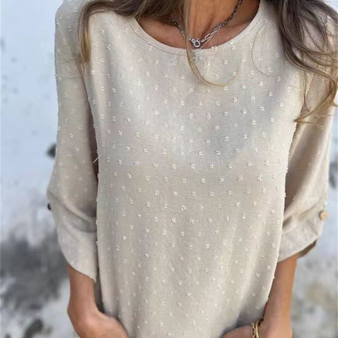Marinette - Casual jacquard bovenstuk met ronde hals voor dames
