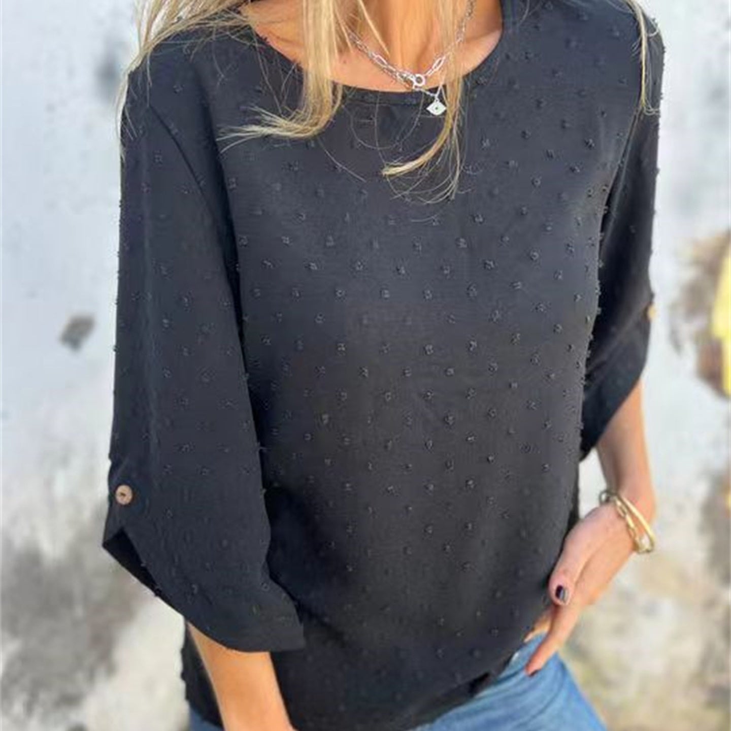 Marinette™ - Casual jacquard bovenstuk met ronde hals voor dames