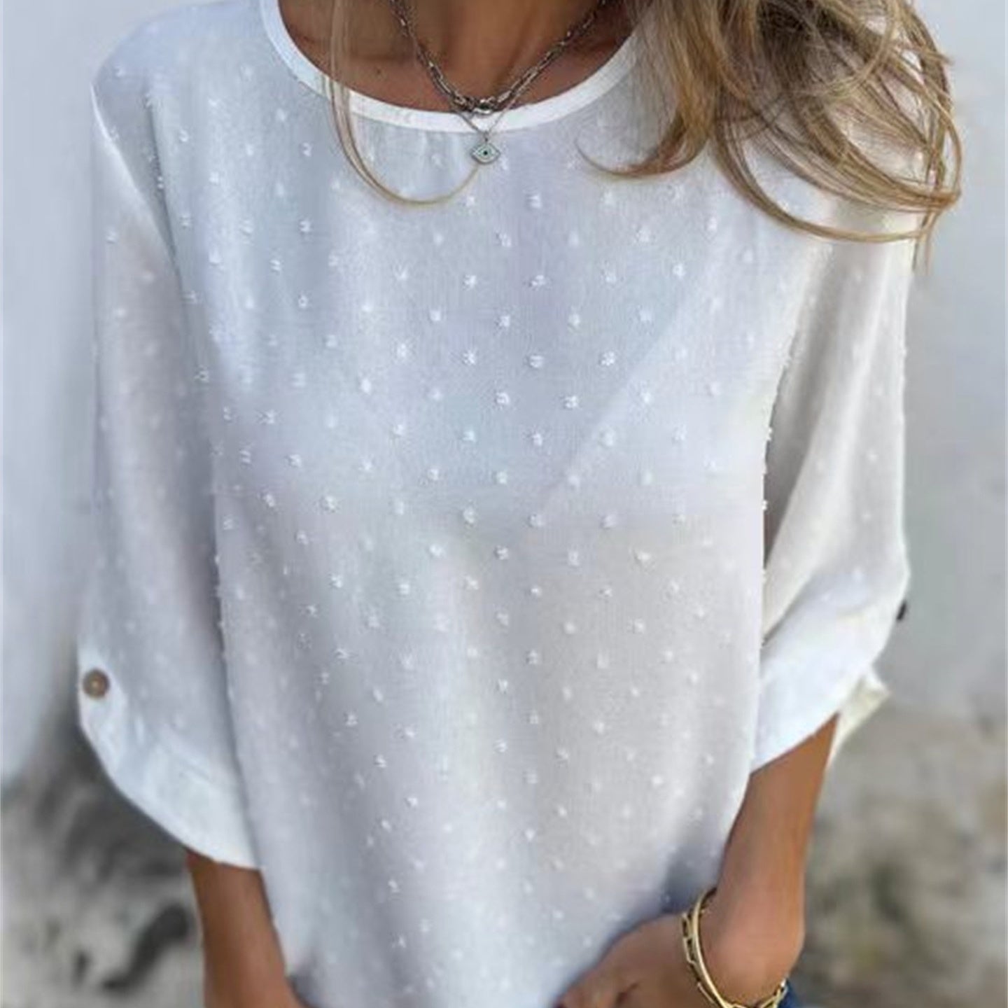 Marinette - Casual jacquard bovenstuk met ronde hals voor dames