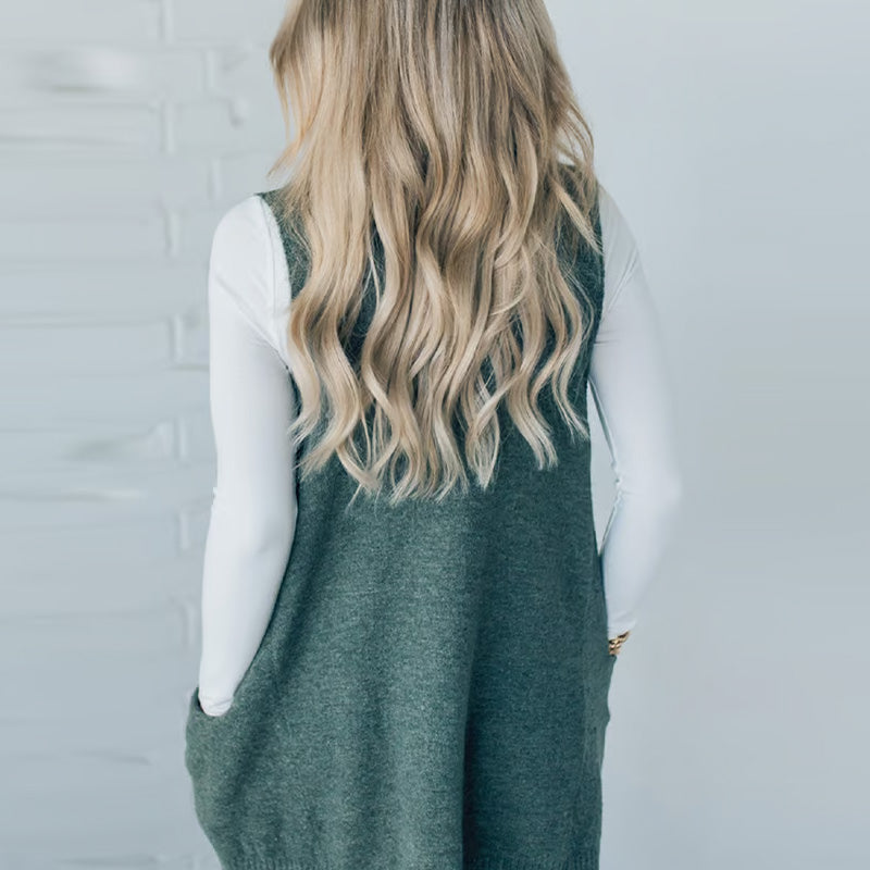 Carole™ - Mouwloos Gebreide Gilet met Zakken en V-Hals