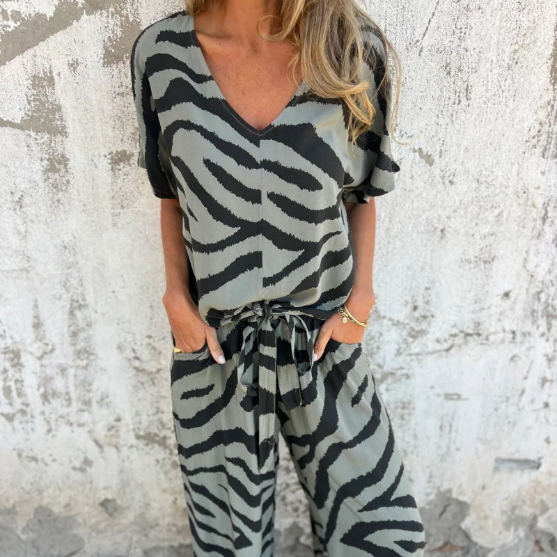 Alina™ - Tweedelige zebraprint set voor vrouwen