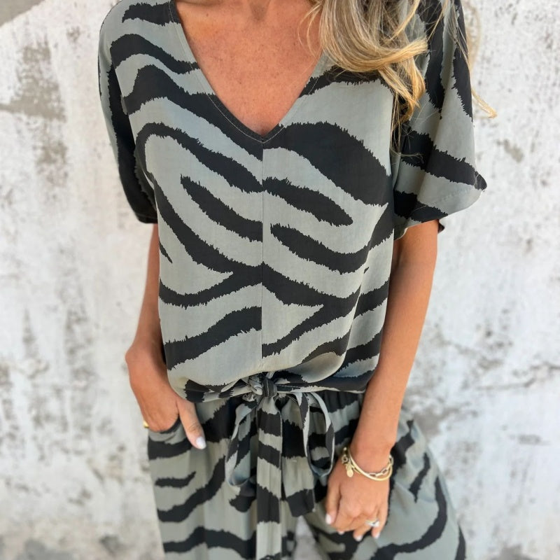 Alina™ - Tweedelige zebraprint set voor vrouwen