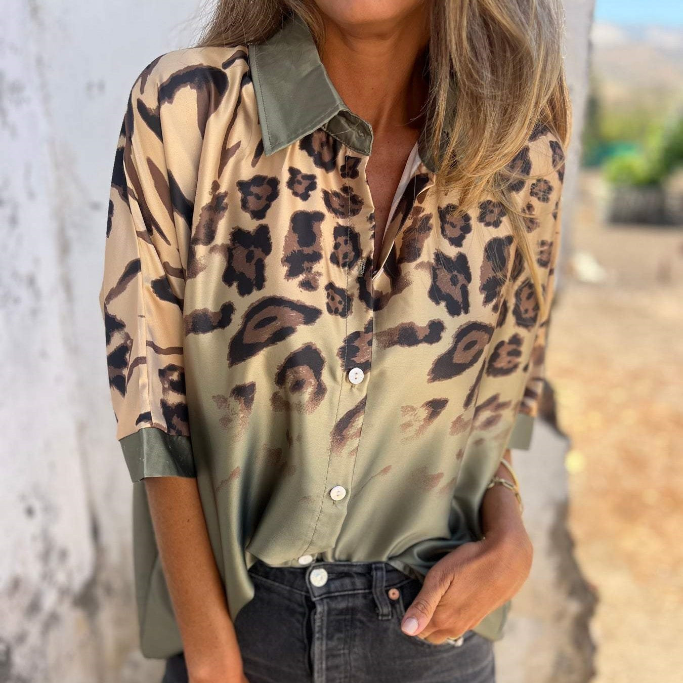 Marthe™ - Dames blouse met luipaardprint
