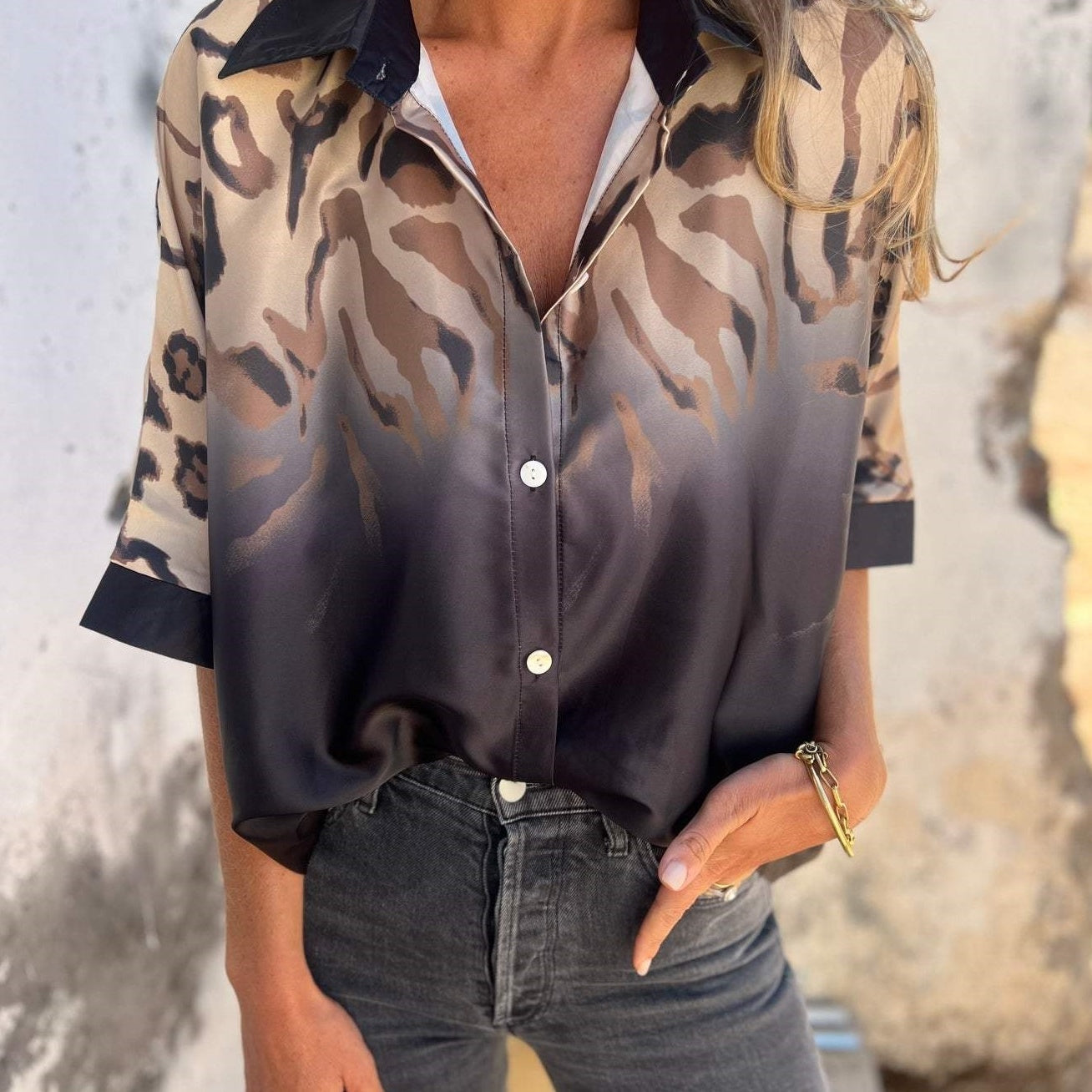 Marthe™ - Dames blouse met luipaardprint