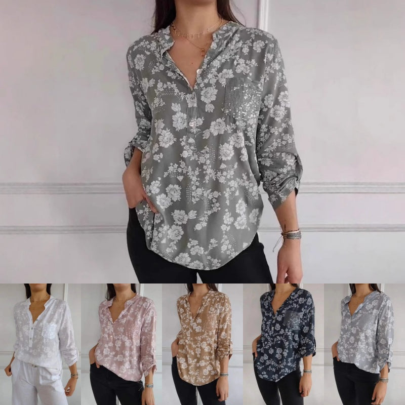 Avice™ - Bloemenblouse met Lange Mouwen