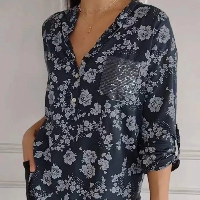 Avice™ - Bloemenblouse met Lange Mouwen