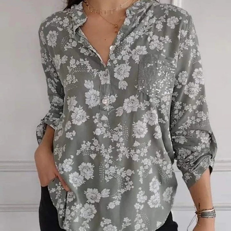 Avice™ - Bloemenblouse met Lange Mouwen