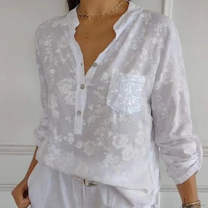 Avice™ - Bloemenblouse met Lange Mouwen