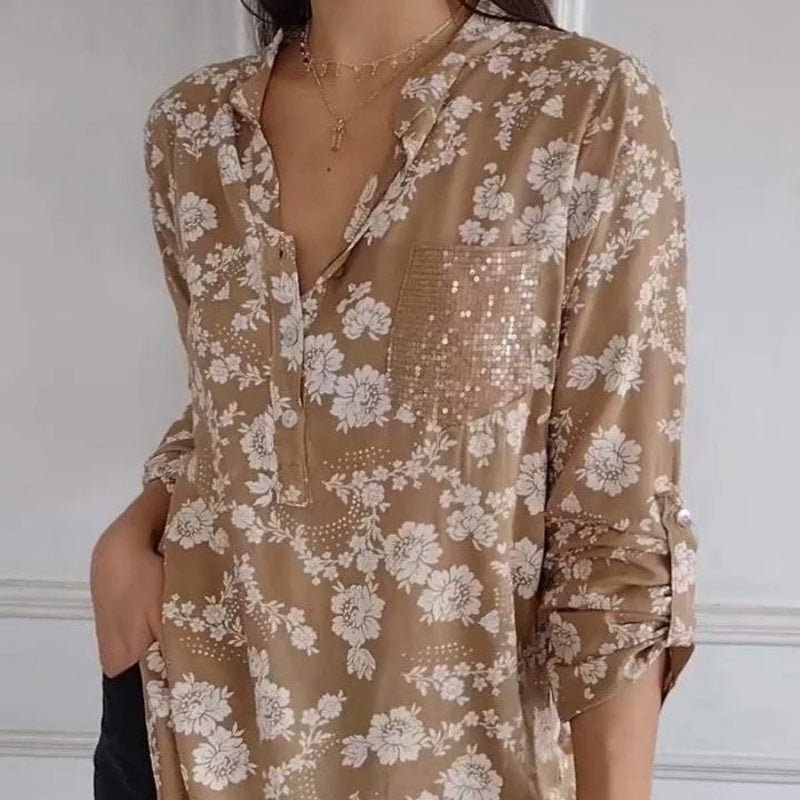 Avice™ - Bloemenblouse met Lange Mouwen