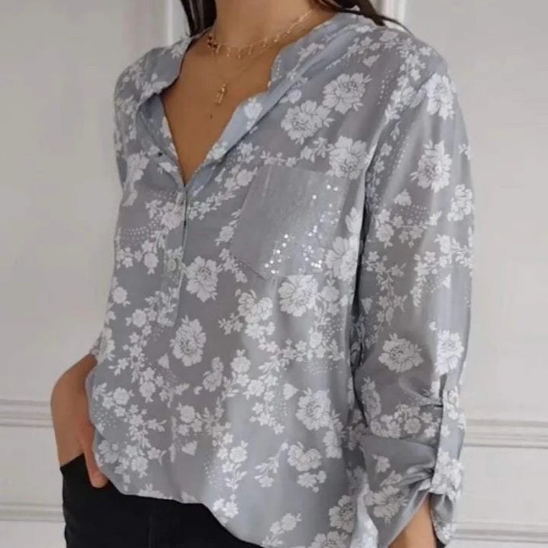 Avice™ - Bloemenblouse met Lange Mouwen