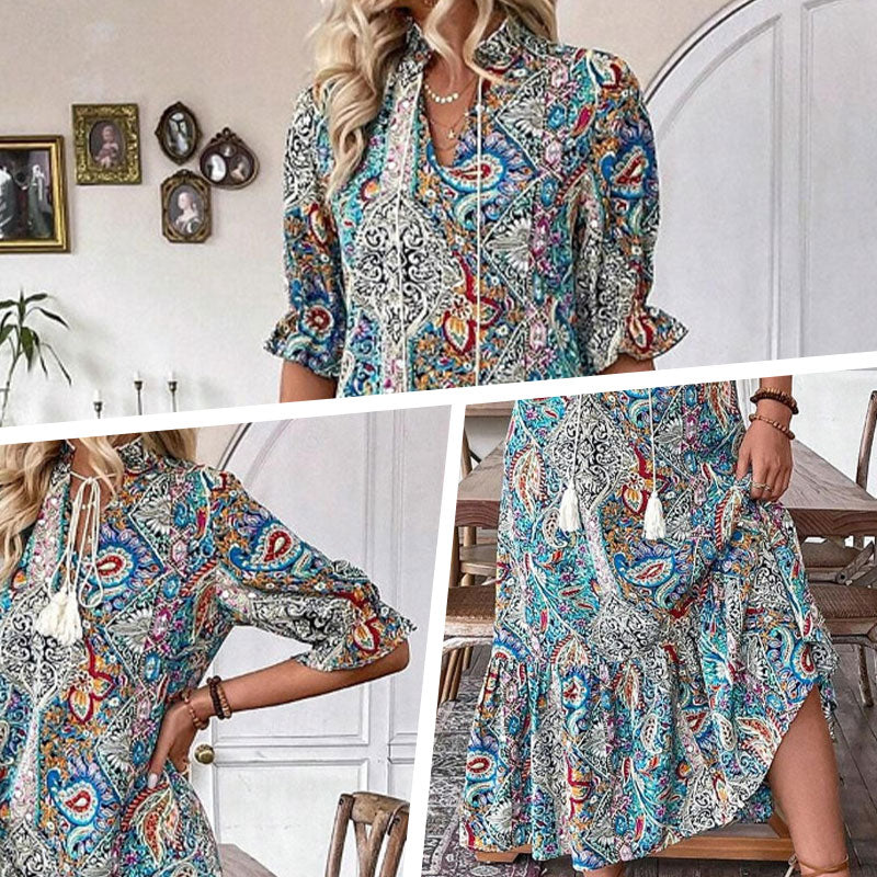 Lise™ - Elegante Boho Jurk met Bloemenpatroon