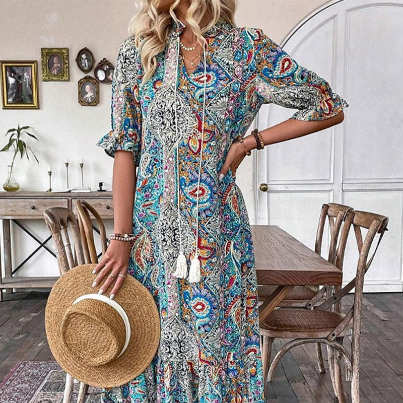 Lise™ - Elegante Boho Jurk met Bloemenpatroon