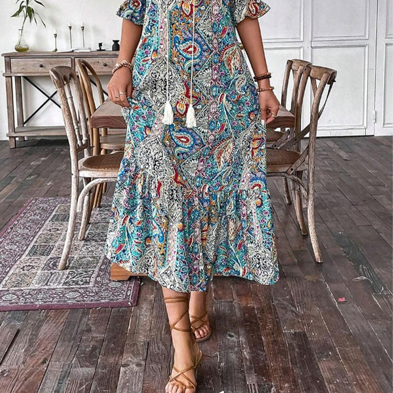 Lise™ - Elegante Boho Jurk met Bloemenpatroon