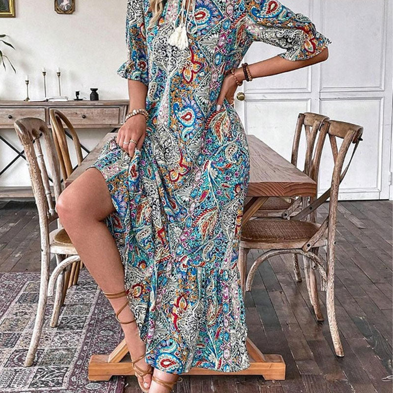 Lise™ - Elegante Boho Jurk met Bloemenpatroon