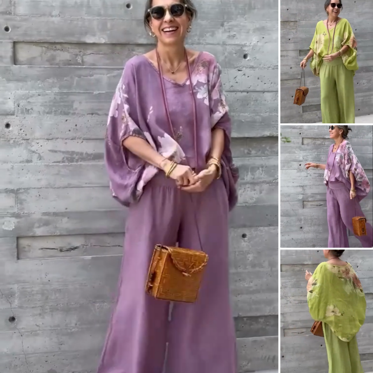 Régine - Unieke bedrukte chiffon 2-delige set