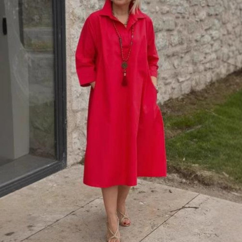 Kaela™ - Effen casual damesjurk met handige zakken