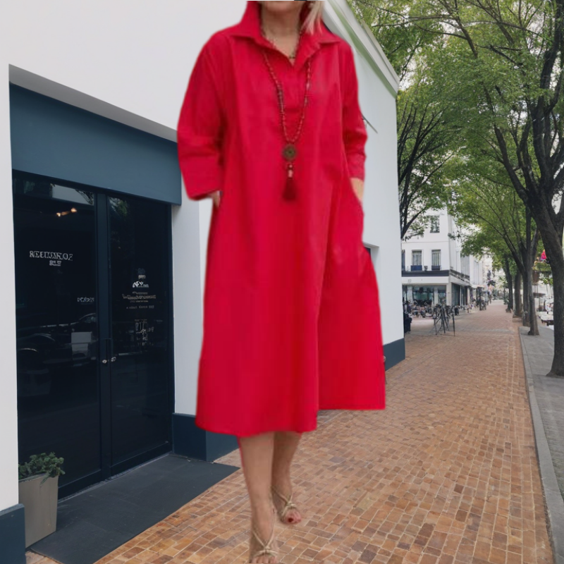 Kaela™ - Effen casual damesjurk met handige zakken