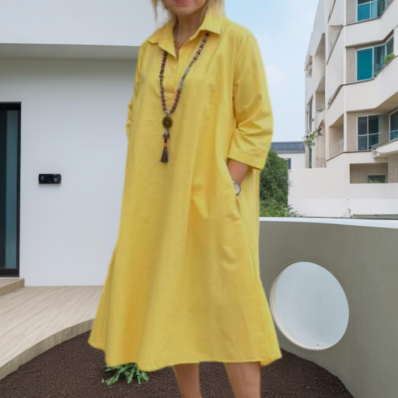 Kaela™ - Effen casual damesjurk met handige zakken