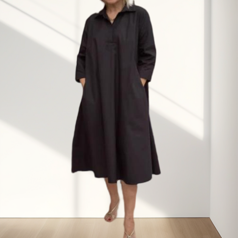 Kaela™ - Effen casual damesjurk met handige zakken