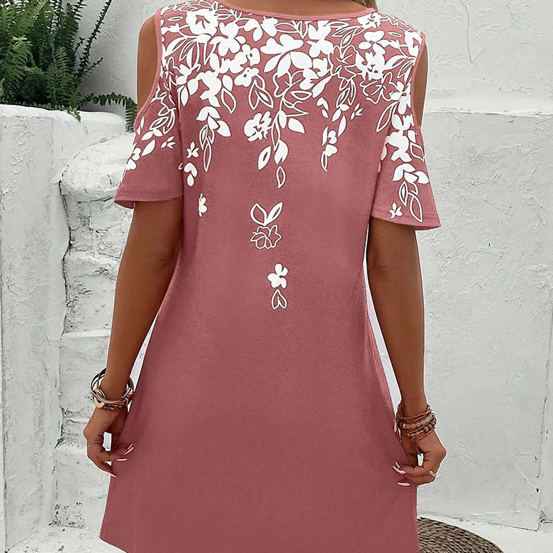 Elanora™ - Strapless jurk met bloemenprint en uitgesneden mouwen