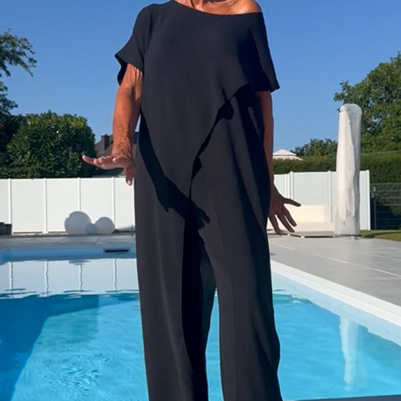Palina™ - Mouwloze top en effen broek set