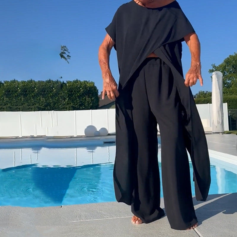 Palina™ - Mouwloze top en effen broek set