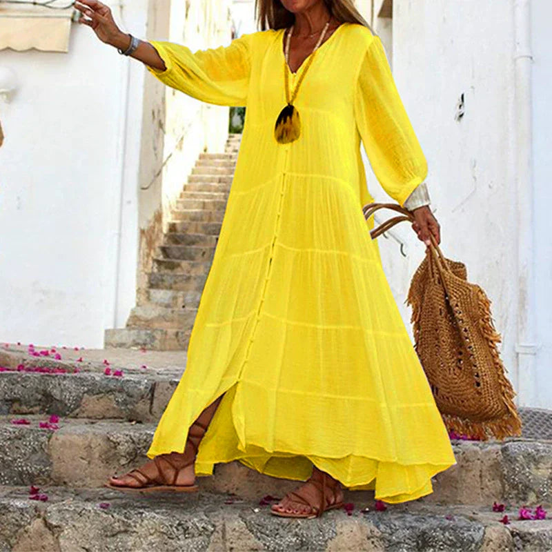 Lunariah™ - Dames maxi jurk met v-hals