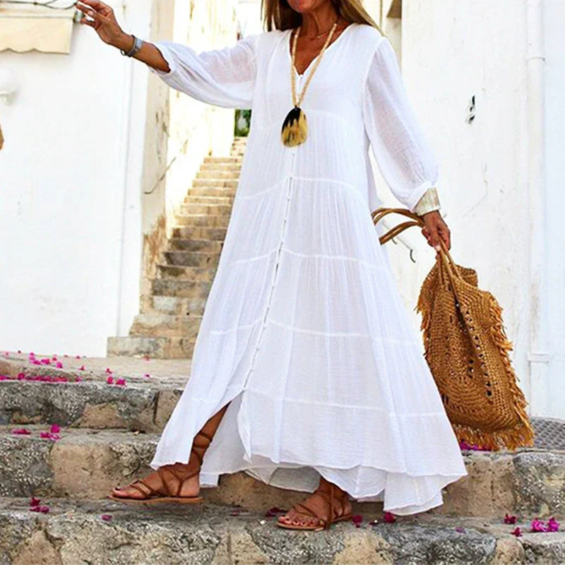 Lunariah™ - Dames maxi jurk met v-hals