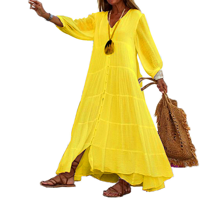 Lunariah™ - Dames maxi jurk met v-hals