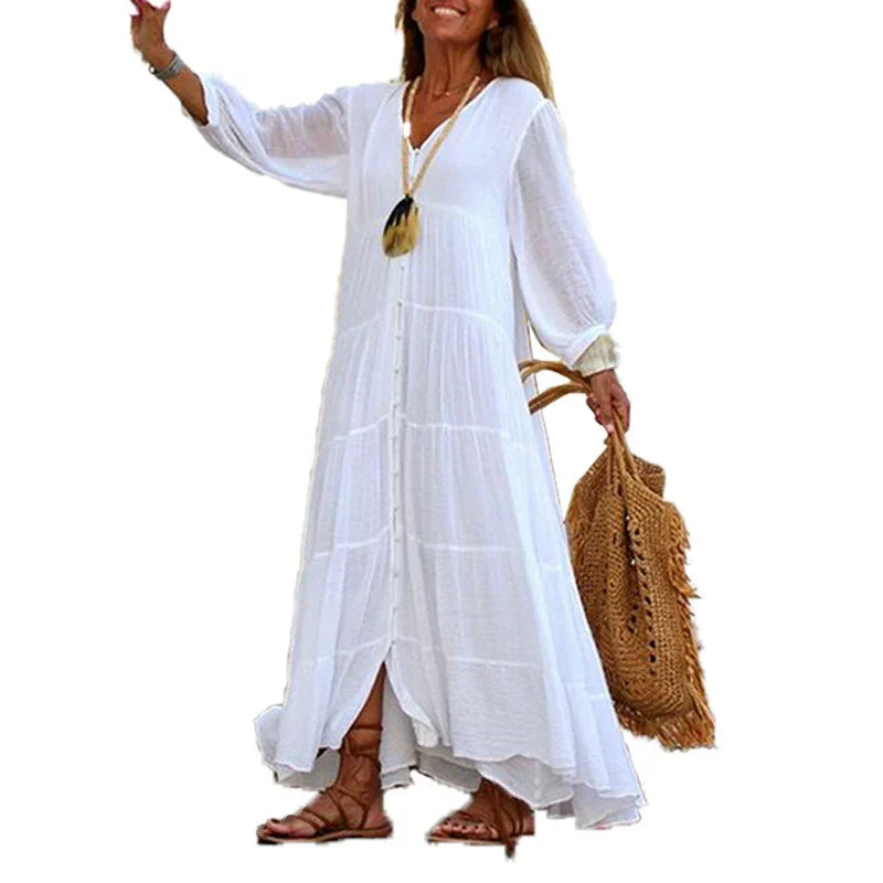 Lunariah™ - Dames maxi jurk met v-hals