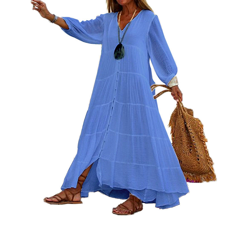 Lunariah™ - Dames maxi jurk met v-hals