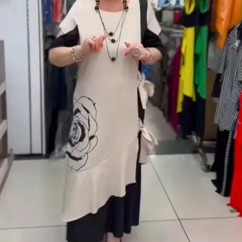 Hyelina™ - Lange jurk met kleurblokken