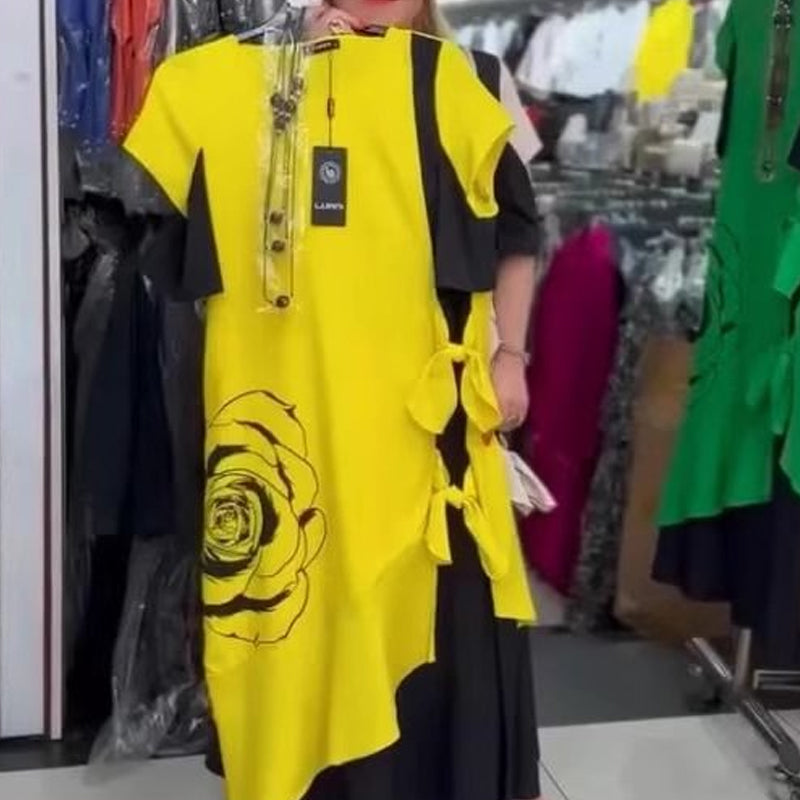 Hyelina™ - Lange jurk met kleurblokken
