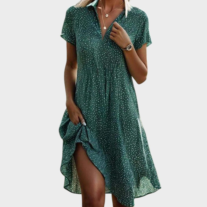Janina - Elegante en comfortabele stippen midi-jurk
