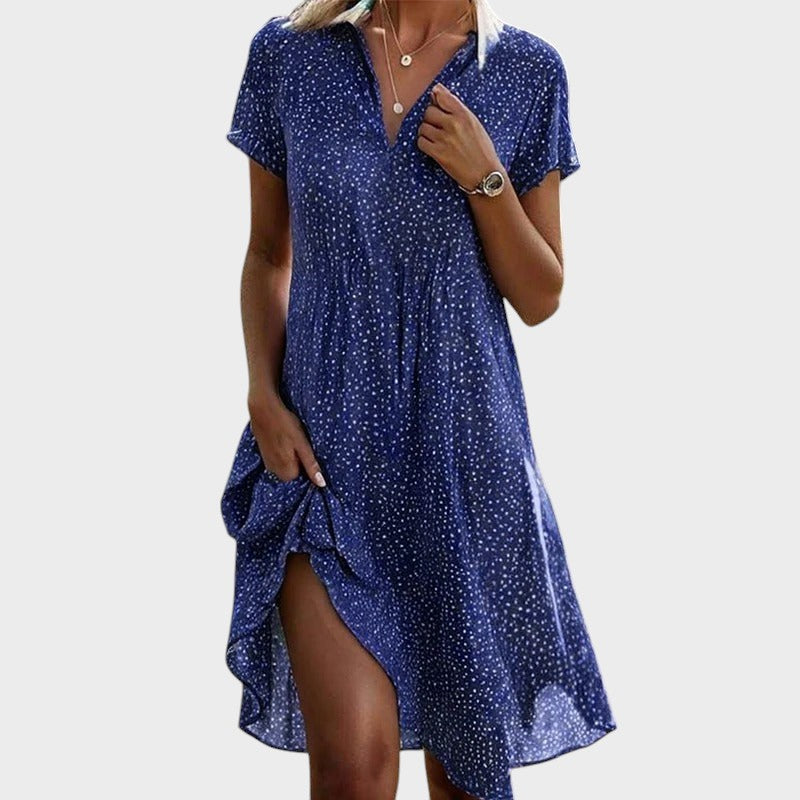 Janina - Elegante en comfortabele stippen midi-jurk
