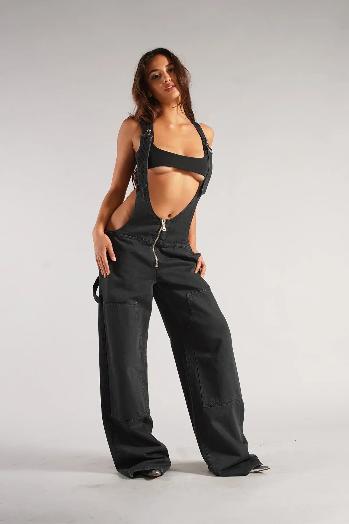 Aurelia™ - Denim Jumpsuit Mouwloos Met Wijde Pijpen