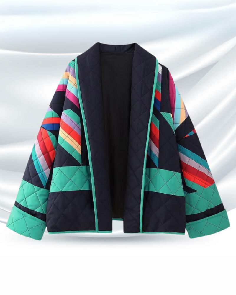 Sabine™ - Katoenen Patchwork Jas met Flared Mouwen