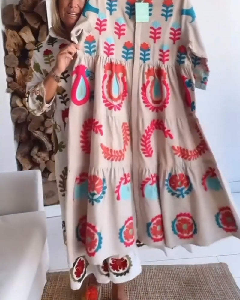 Gracina™ - Grafische jurk met bloemenprint