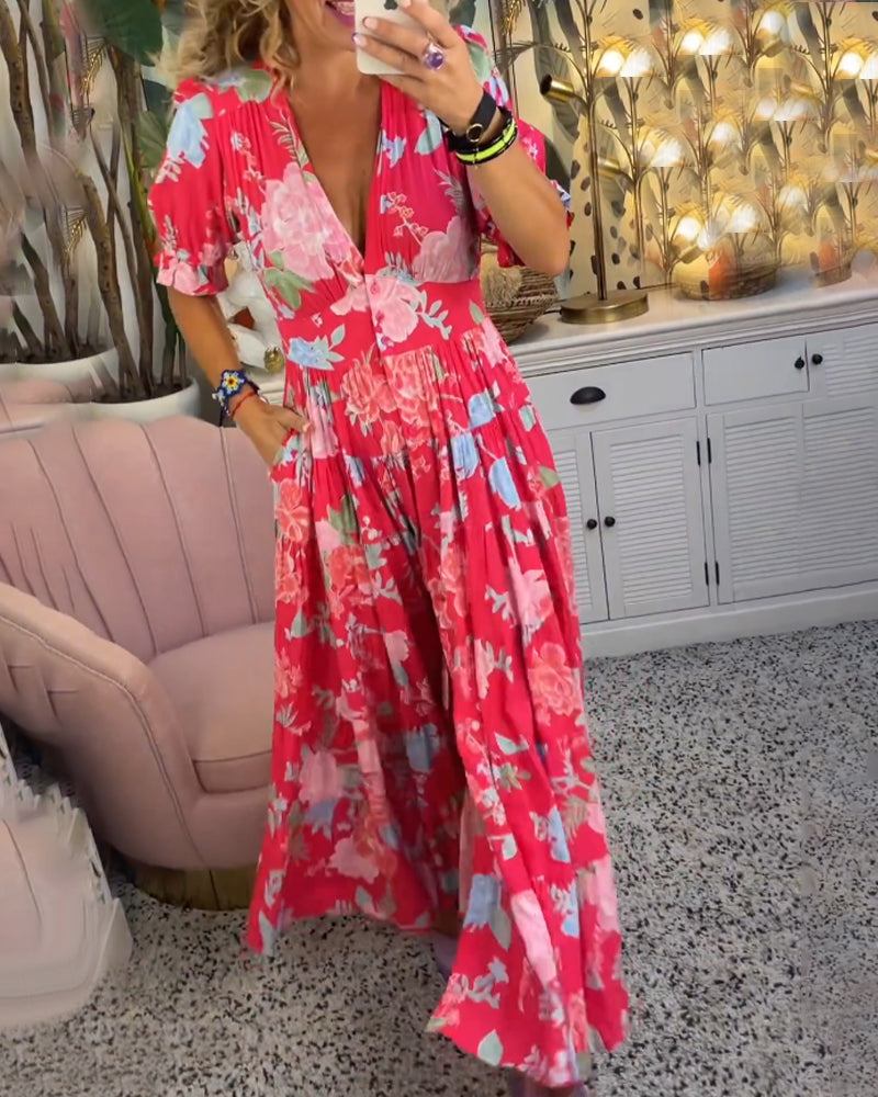 Rosa™ - Jurk met bloemenprint V-hals