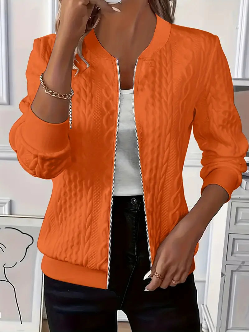 Elanisse™ - Casual damesjas met baseballkraag, ritssluiting, gestructureerde stof