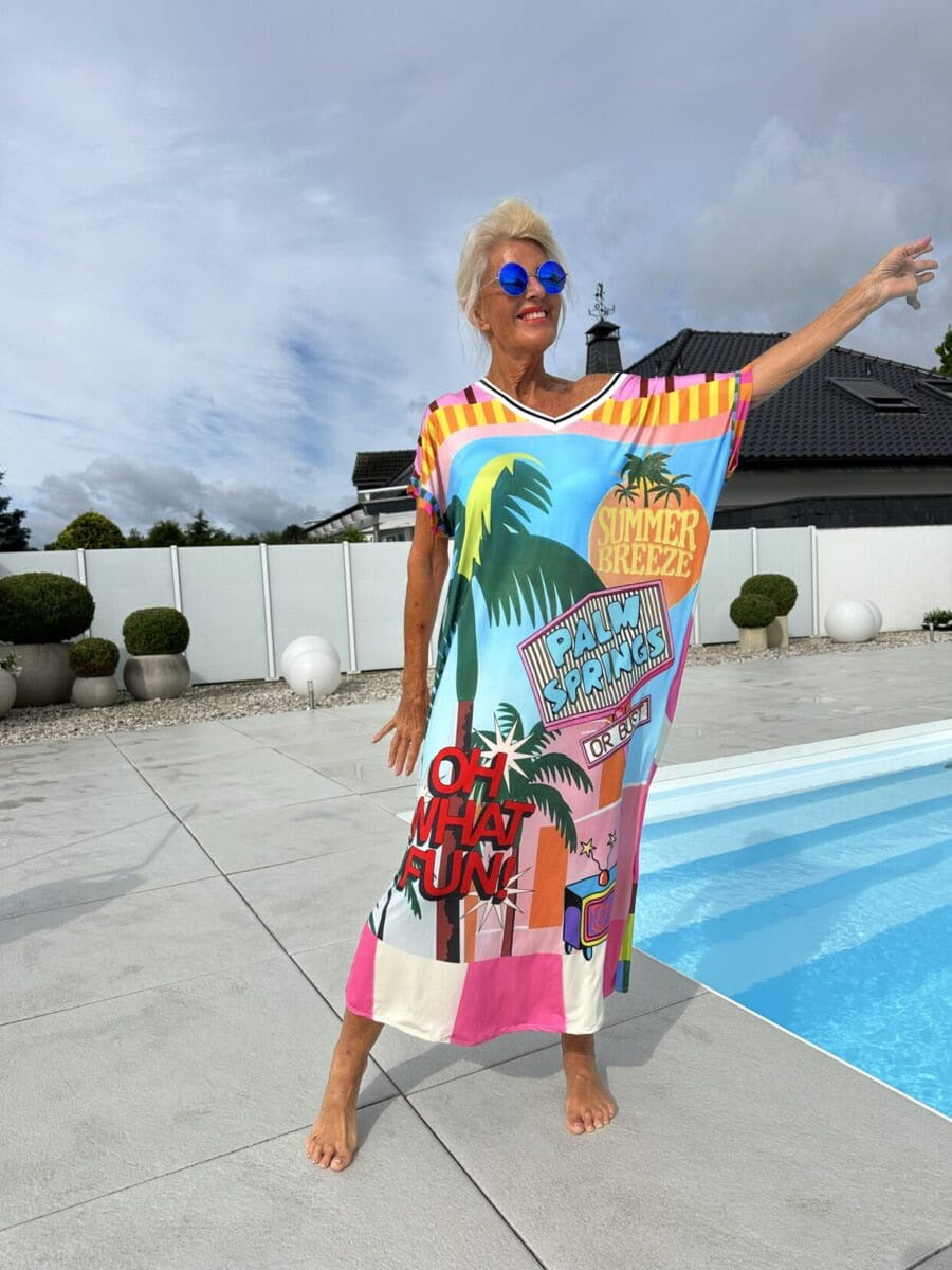 Cerelina™ - Dames zomerjurk met korte mouw en v-hals en print