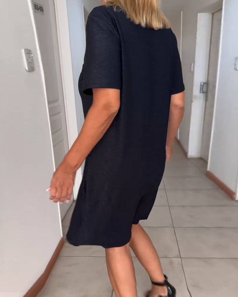 Julieta™ - Korte mouw twist jurk met V-hals