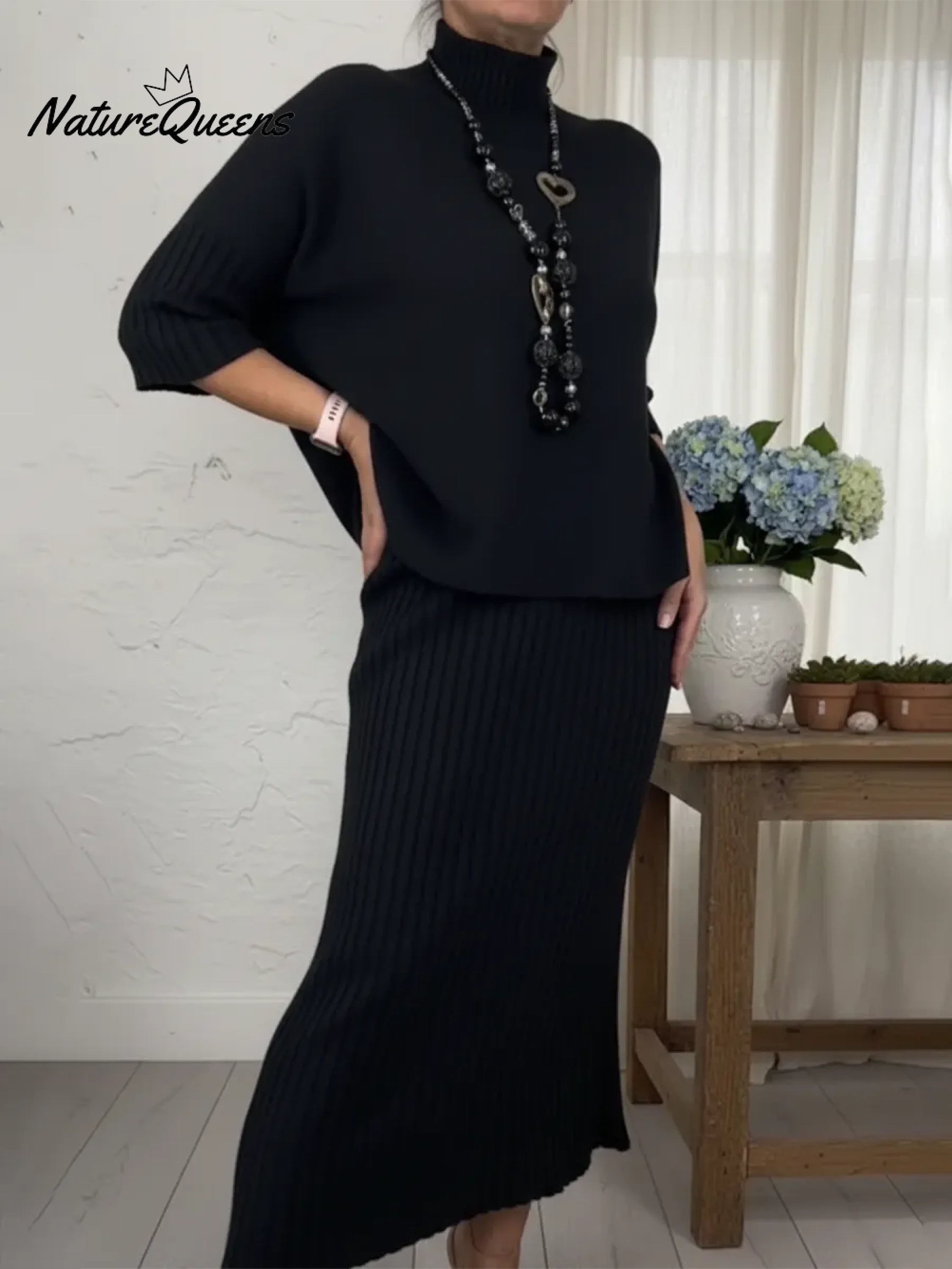 Auralinda - Gebreid Twee-delig Set met Col