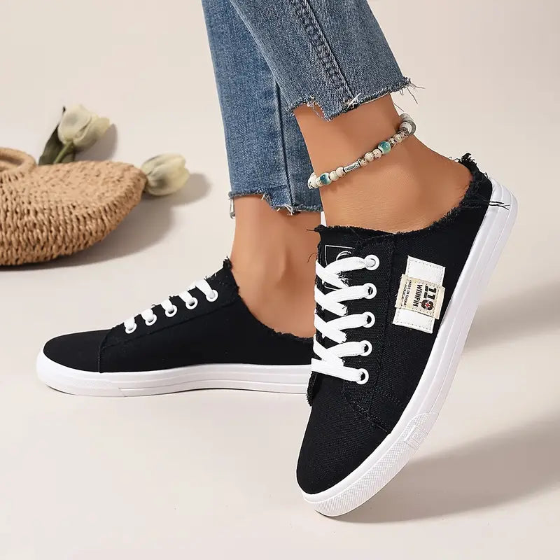 Cyrelia™ - Trendy en comfortabele platte veterschoenen van canvas die overal bij passen
