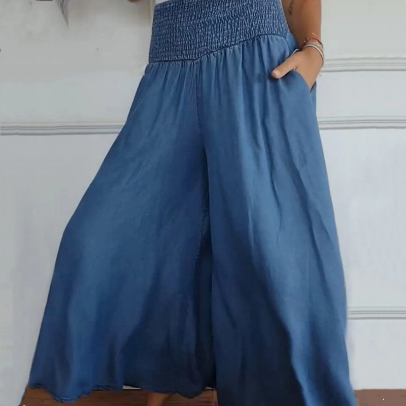 Pravina™ - Damesjeans met hoge taille en wijde pijpen